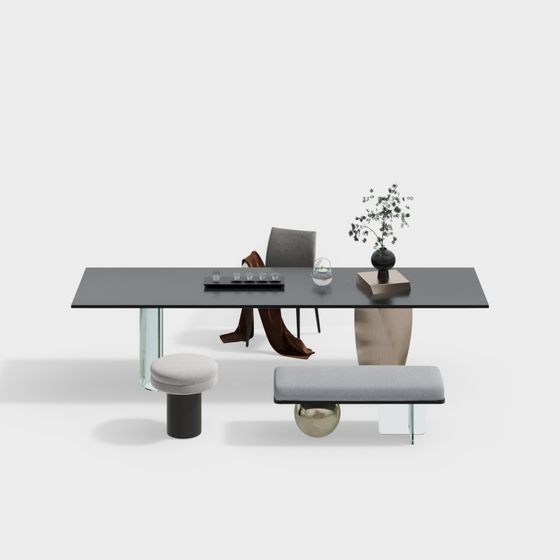 Chic Urban Minimalist Dining Table 3D model