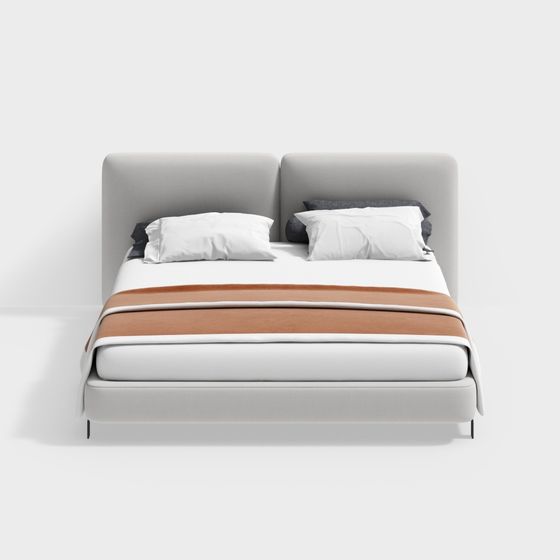 Elegant Minimalist Bed 3D model
