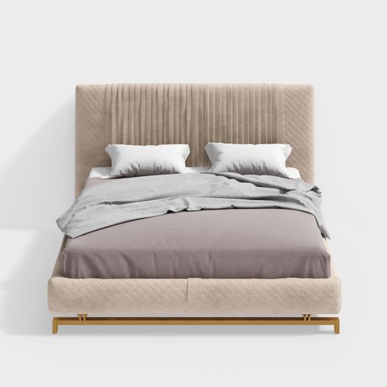 Elegant Low-Poly Bed 3D model for Modern Interiors