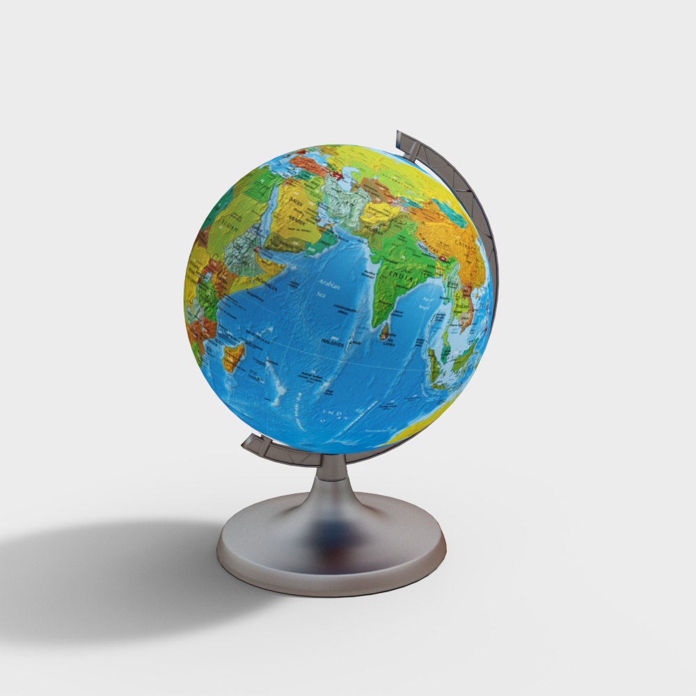 Detailed Low-Poly Earth Globe 3D model