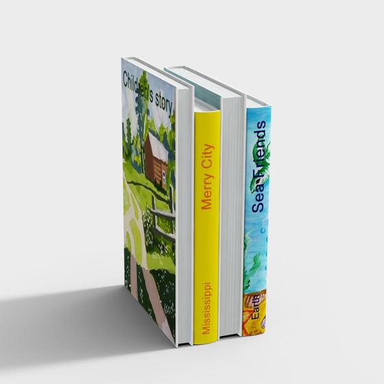 Colorful Children's Storybook Stack 3D model