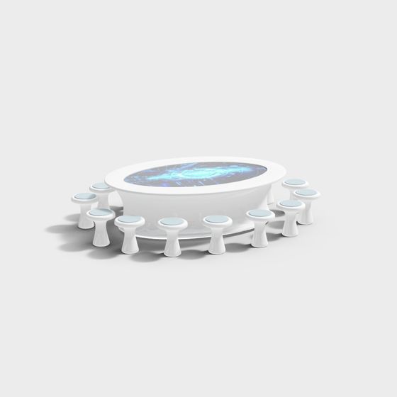 Stylish Round Table and Stool 3D model for Creative Projects