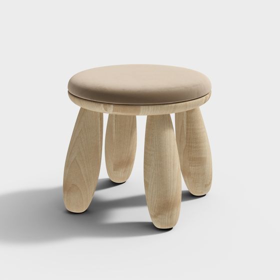 Stylish Round Stool 3D model