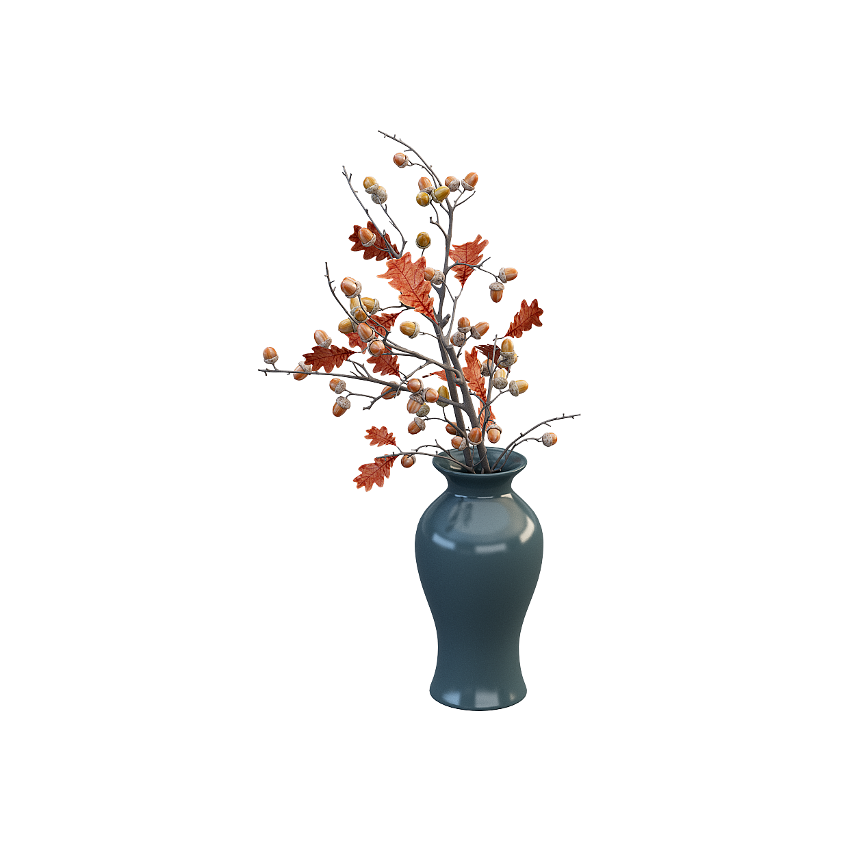 Autumn Vase Arrangement 3D Model – Rustic Fall Decor