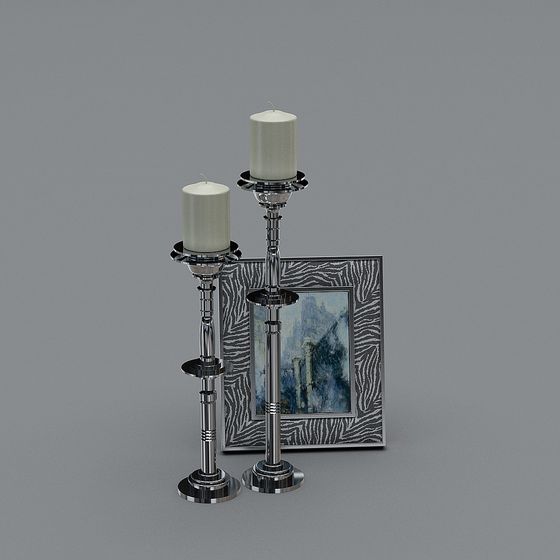 Elegant Candleholder and Frame Combination 3D model