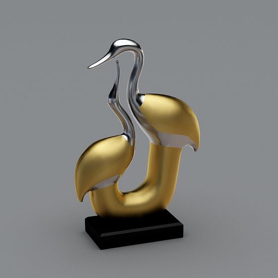 Elegant Golden Crane 3D model