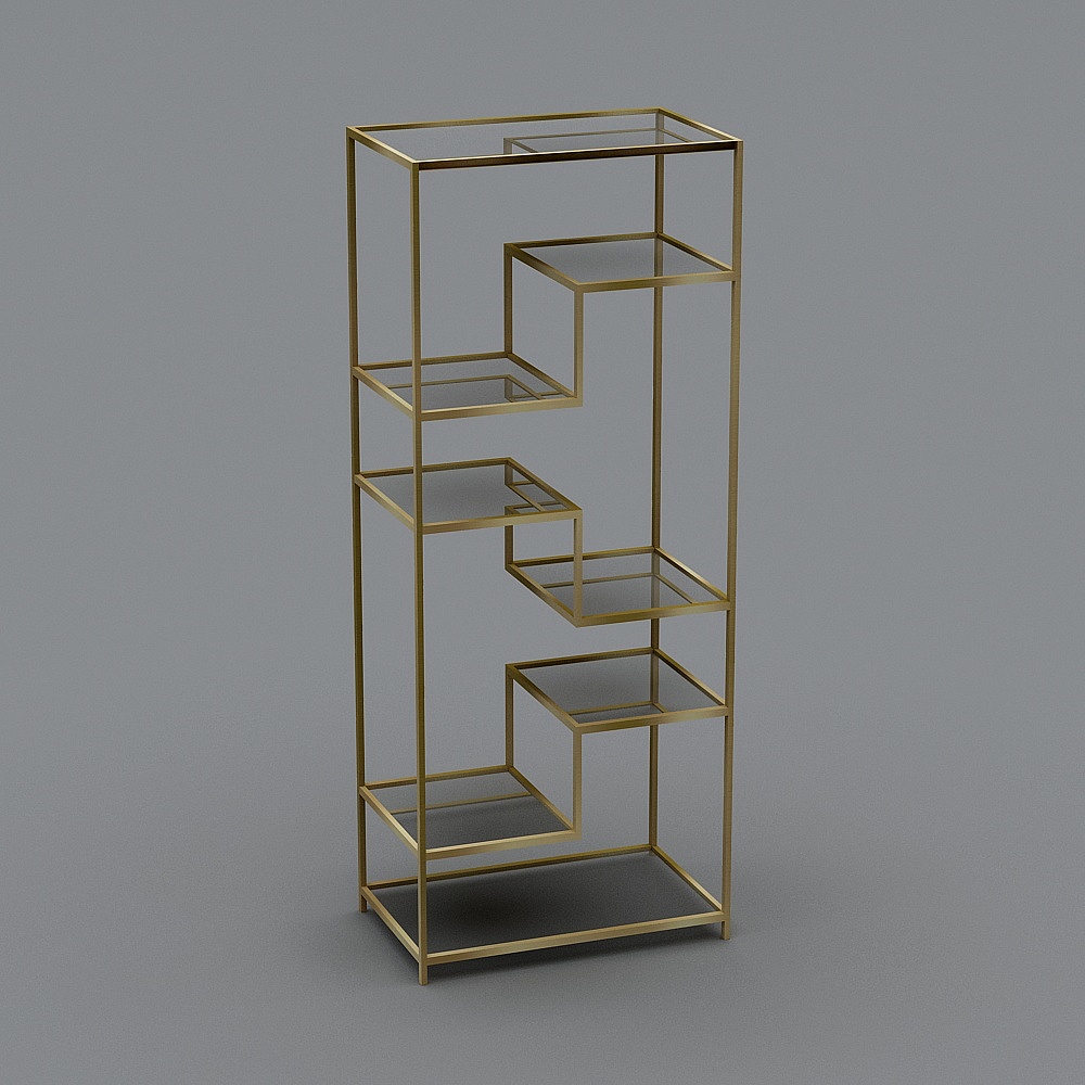 Modern Geometric Metal Bookshelf 3D model