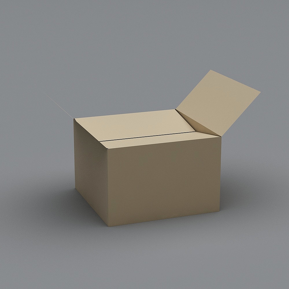 Open Lid Cardboard Box 3D model