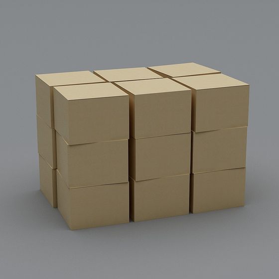 Low-Poly Cardboard Box 3D Model