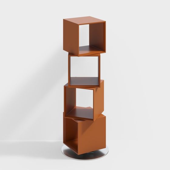 Stylish Orange Bookshelf 3D model