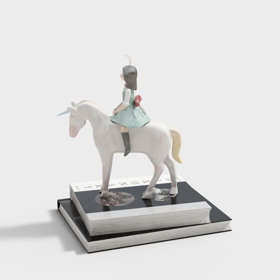 Whimsical Little Rider and Unicorn 3D model