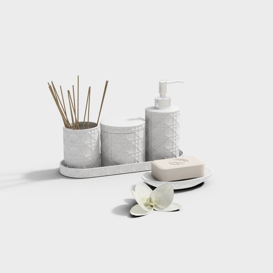 Elegant Low-Poly Bathroom Accessories 3D model