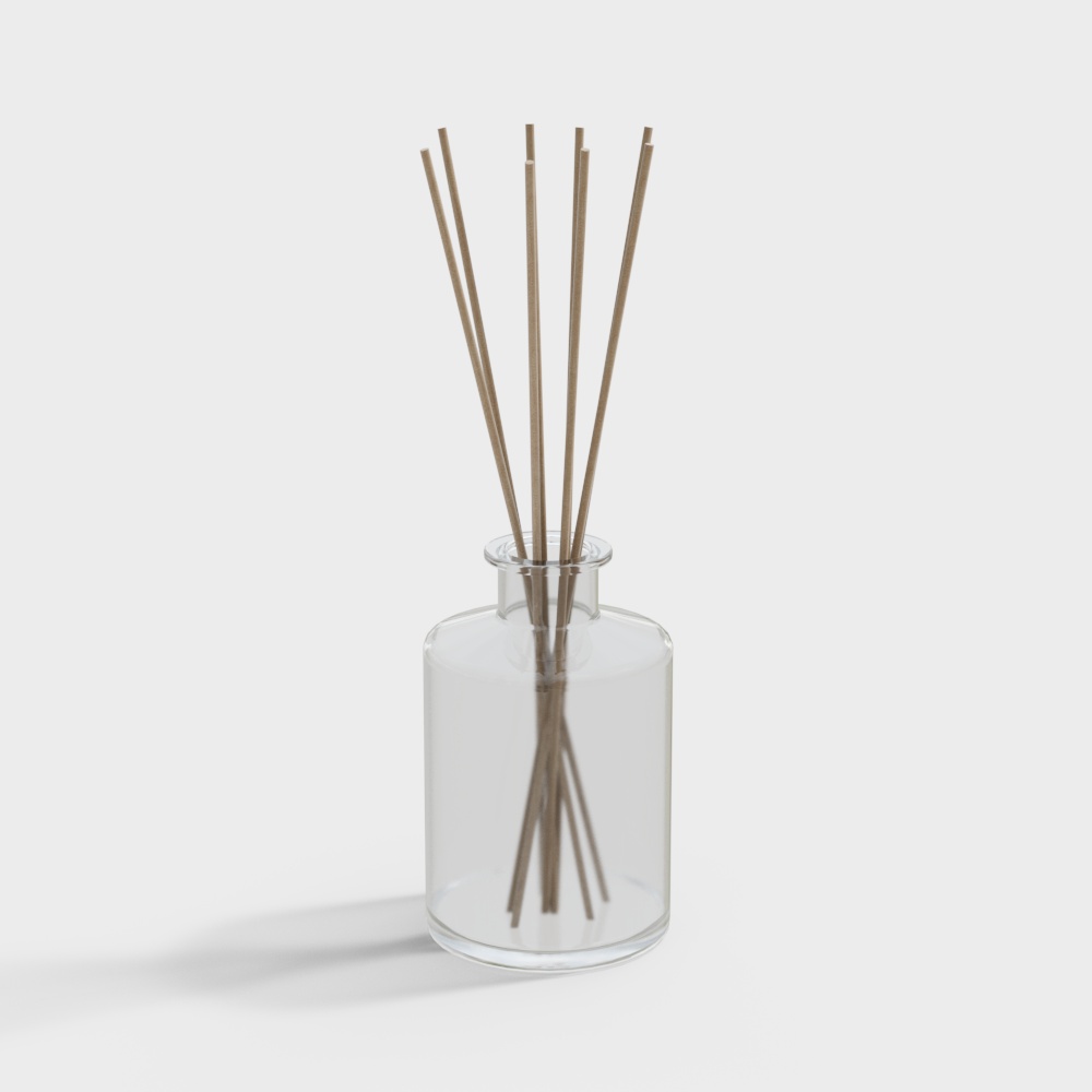 Elegant Aroma Bottle 3D Model – Glass & Bamboo Design