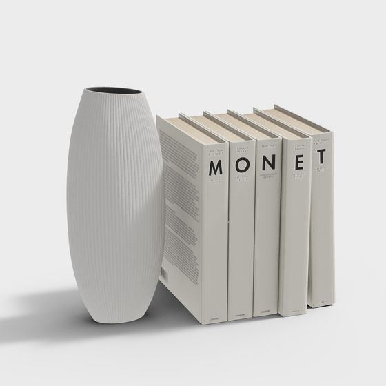 Minimalist Art Vase with Books 3D model