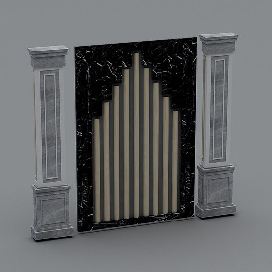 Elegant Marble Column Door 3D model