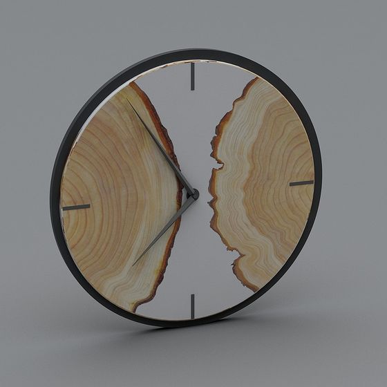 Wood Grain Clock 3D model with Unique Design