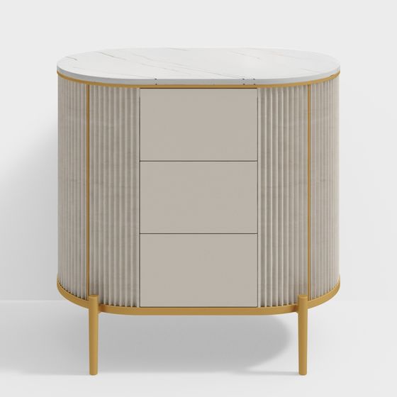 Elegant Marble Top Storage Cabinet 3D model