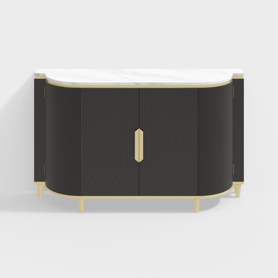 Elegant Semi-Circular Sideboard 3D model for Modern Interiors