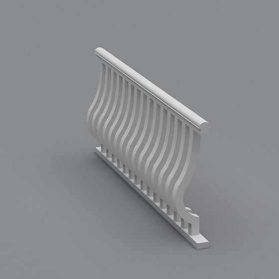 Elegant Streamlined Railing 3D model for Modern Designs