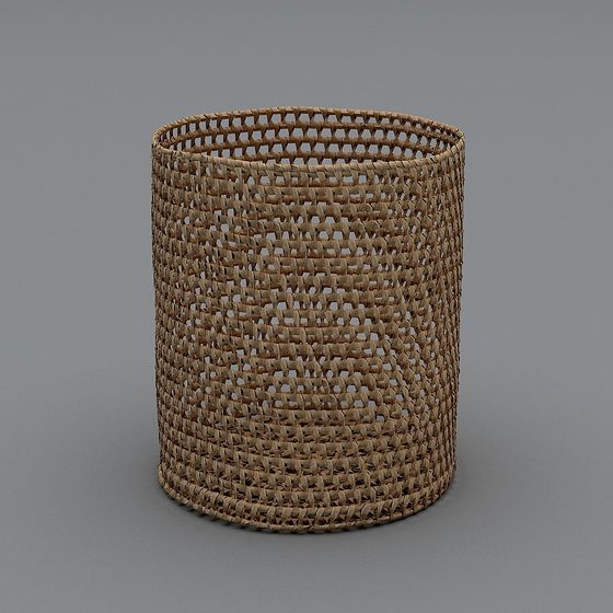 Natural Wicker Trash Bin 3D Model for Contemporary Spaces