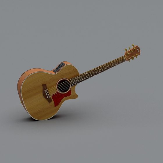 Realistic Low-Poly Acoustic Guitar 3D model