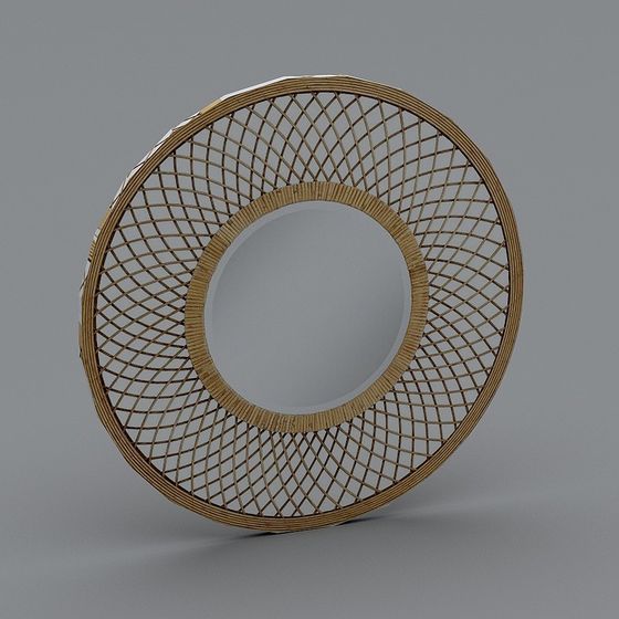 Elegant Round Rattan Frame 3D model for Modern Design