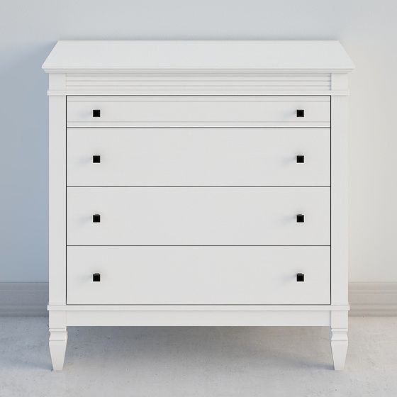 Minimalist White Drawer Cabinet 3D model