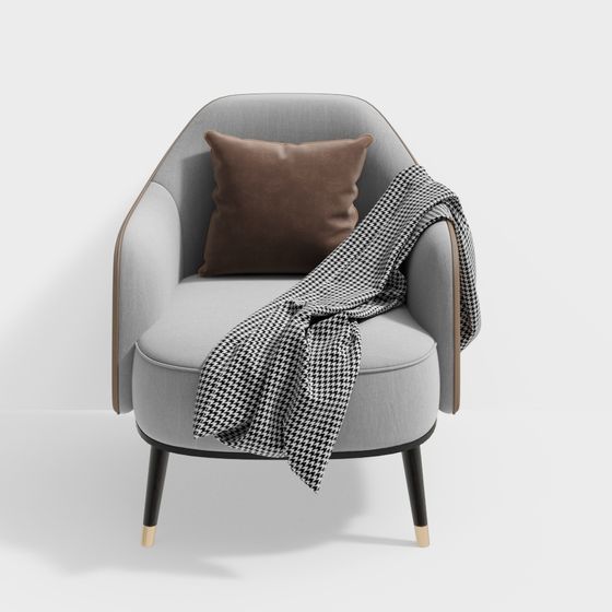 Comfortable Gray Single Sofa 3D Model