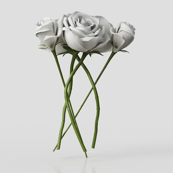 Stunning Low-Poly 3D Rose Model for Design