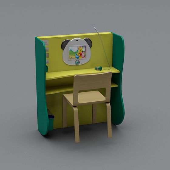 Colorful Kids Learning Desk and Chair 3D model