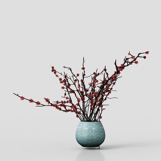 Winter Plum Blossom Vase 3D model for Creative Projects