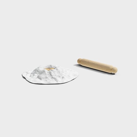 Flour and Rolling Pin 3D model