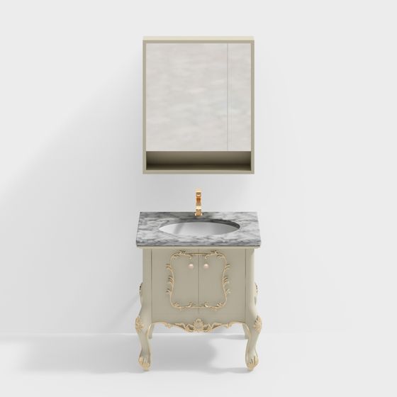 Elegant Low-Poly Bathroom Cabinet 3D Model