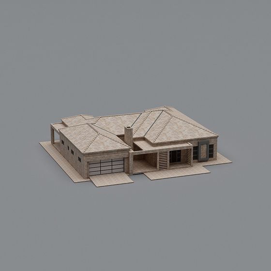 Modern Low-Polygon Residential Building 3D model