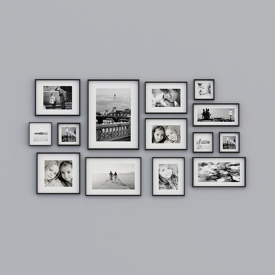Family Photo Frame Wall 3D model