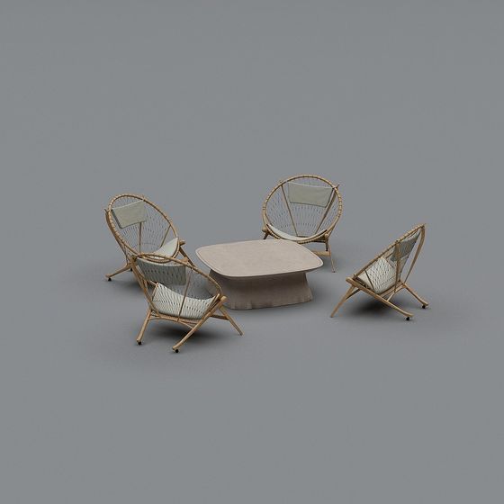 Charming Low-Poly Furniture Set 3D model for Stylish Interiors