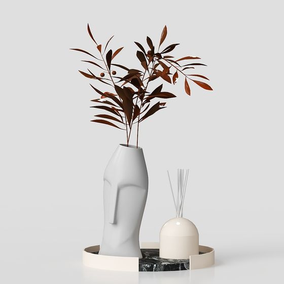 Elegant Low-Polygon Floral Vase 3D model