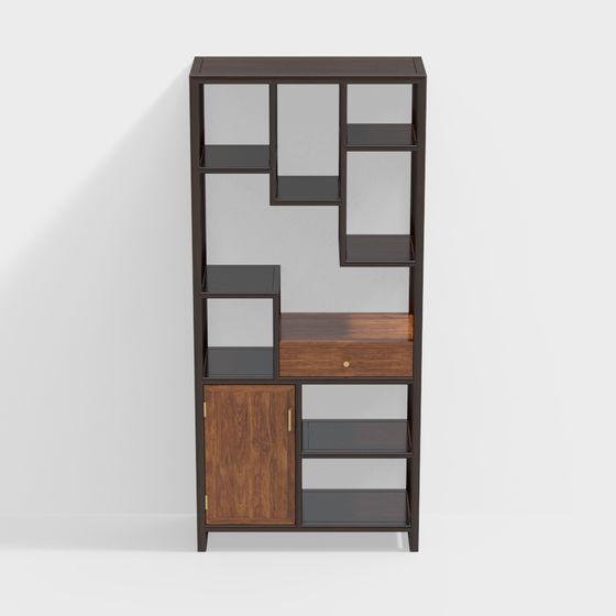 Contemporary Low-Poly Bookshelf 3D Model