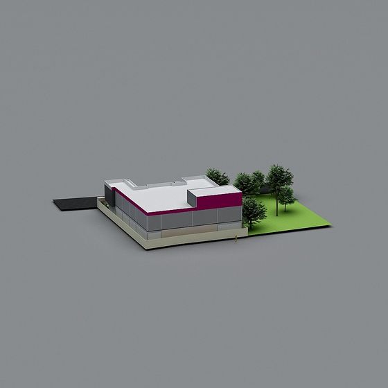 Unique Low-Polygon Modern Building 3D model