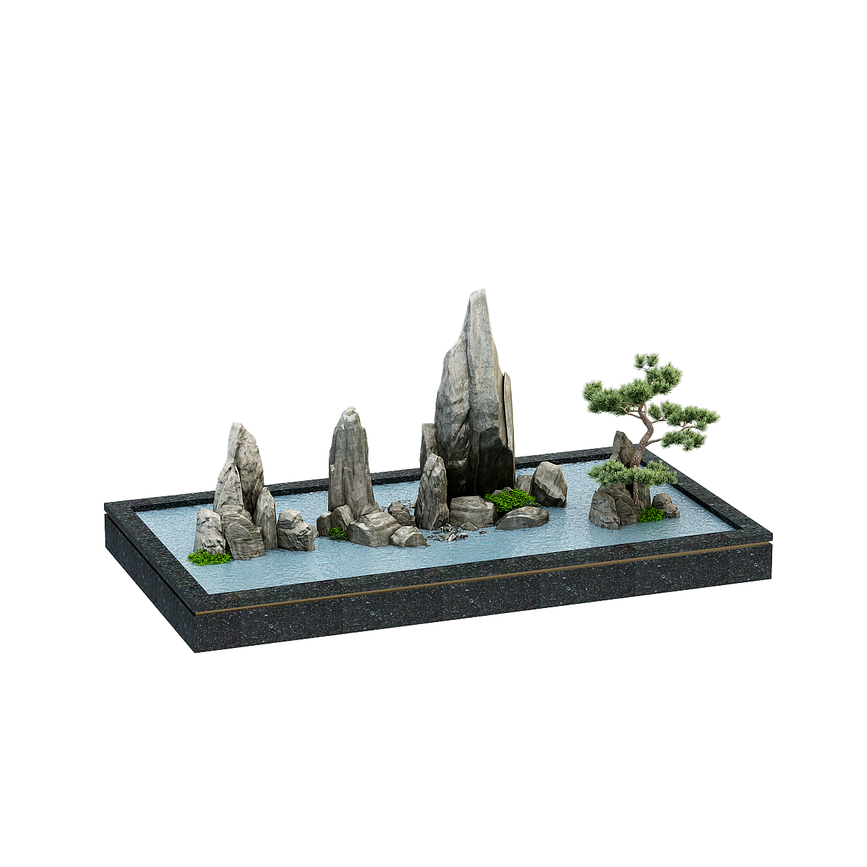 High-Detail Low-Poly Landscape 3D Model – Mountain Scene