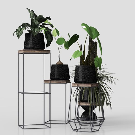 Stylish Low-Poly Plant Stand 3D Model