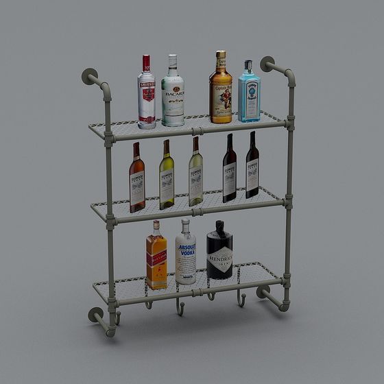 Vintage Industrial Bar Cart 3D model
