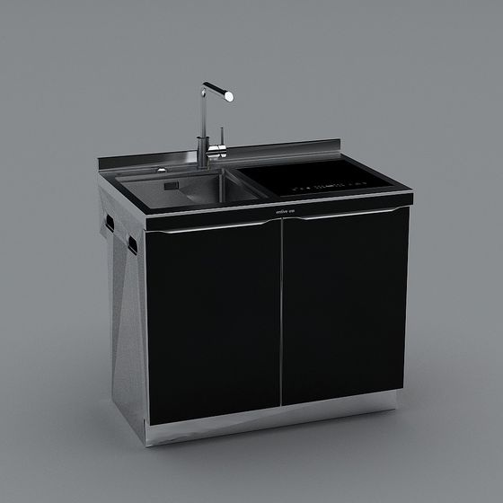 Minimalist Kitchen Sink Cabinet 3D model