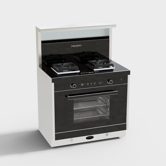 Sleek Black Kitchen Stove 3D model
