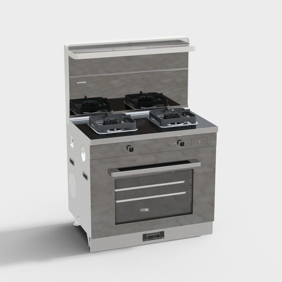 Sleek Low-Poly Gas Stove 3D model