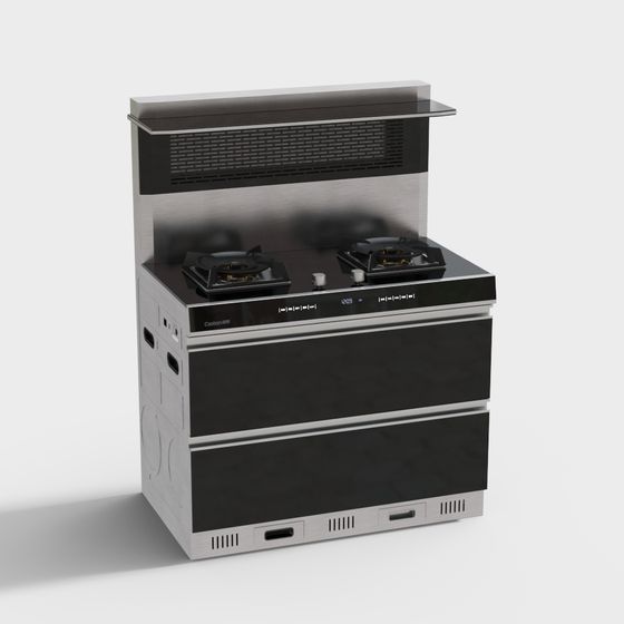 Futuristic Black Integrated Stove 3D model
