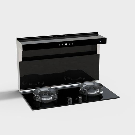 Integrated Black Stove 3D Model for Modern Kitchens