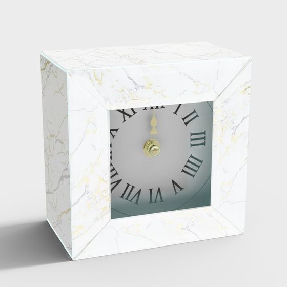 Elegant Marble Clock Box 3D model