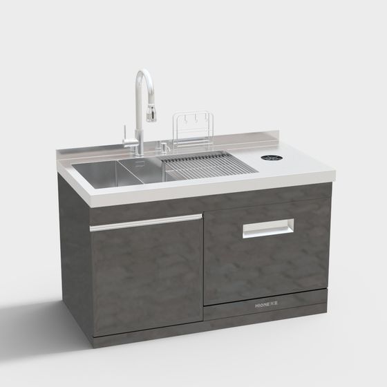 Stylish Kitchen Sink Cabinet 3D model