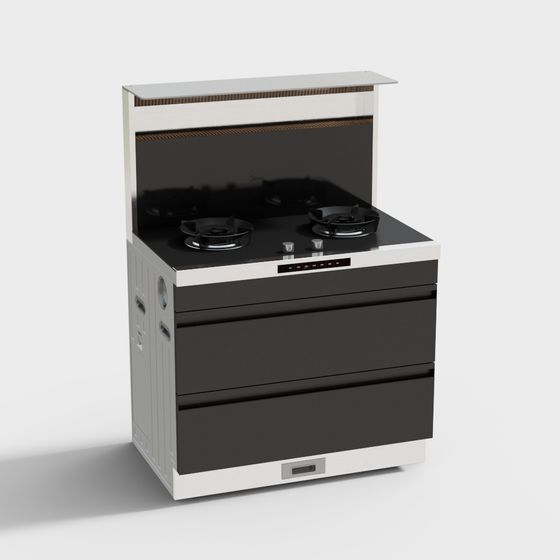 Elegant Modern Gas Stove 3D model for Kitchen Design